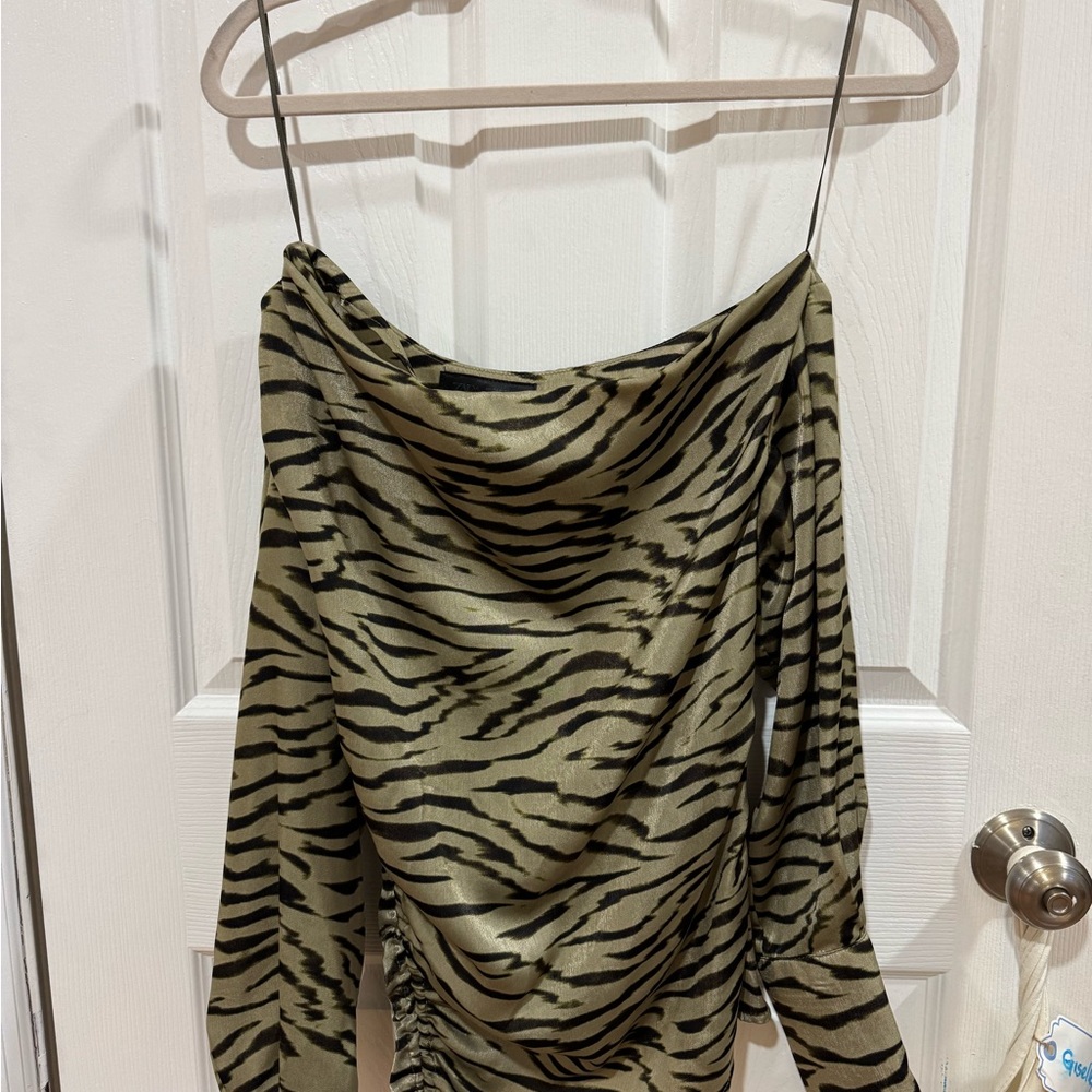 Zara Beige and Black Animal Print Top